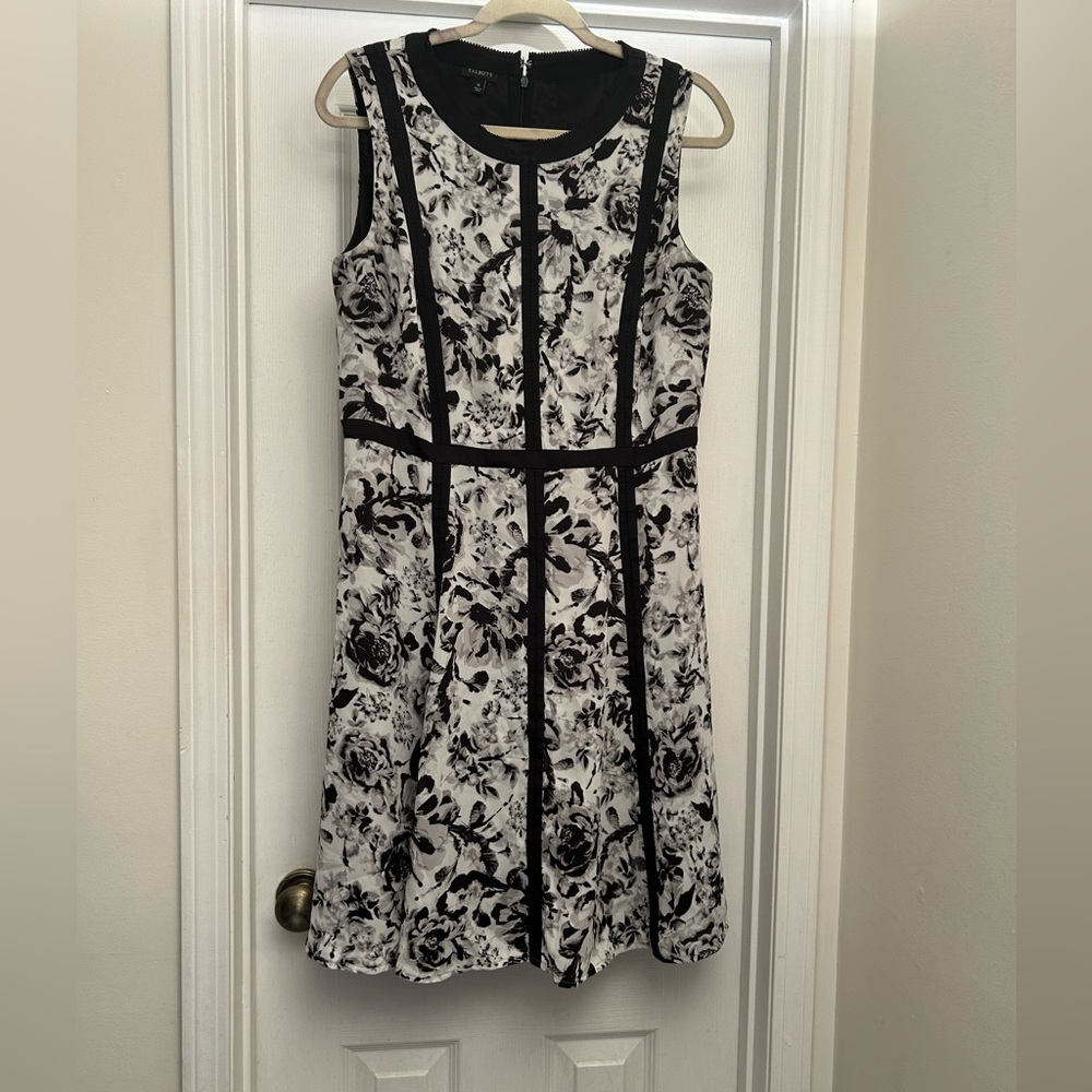 Talbots Black and White Fit and Flare Mini Dress